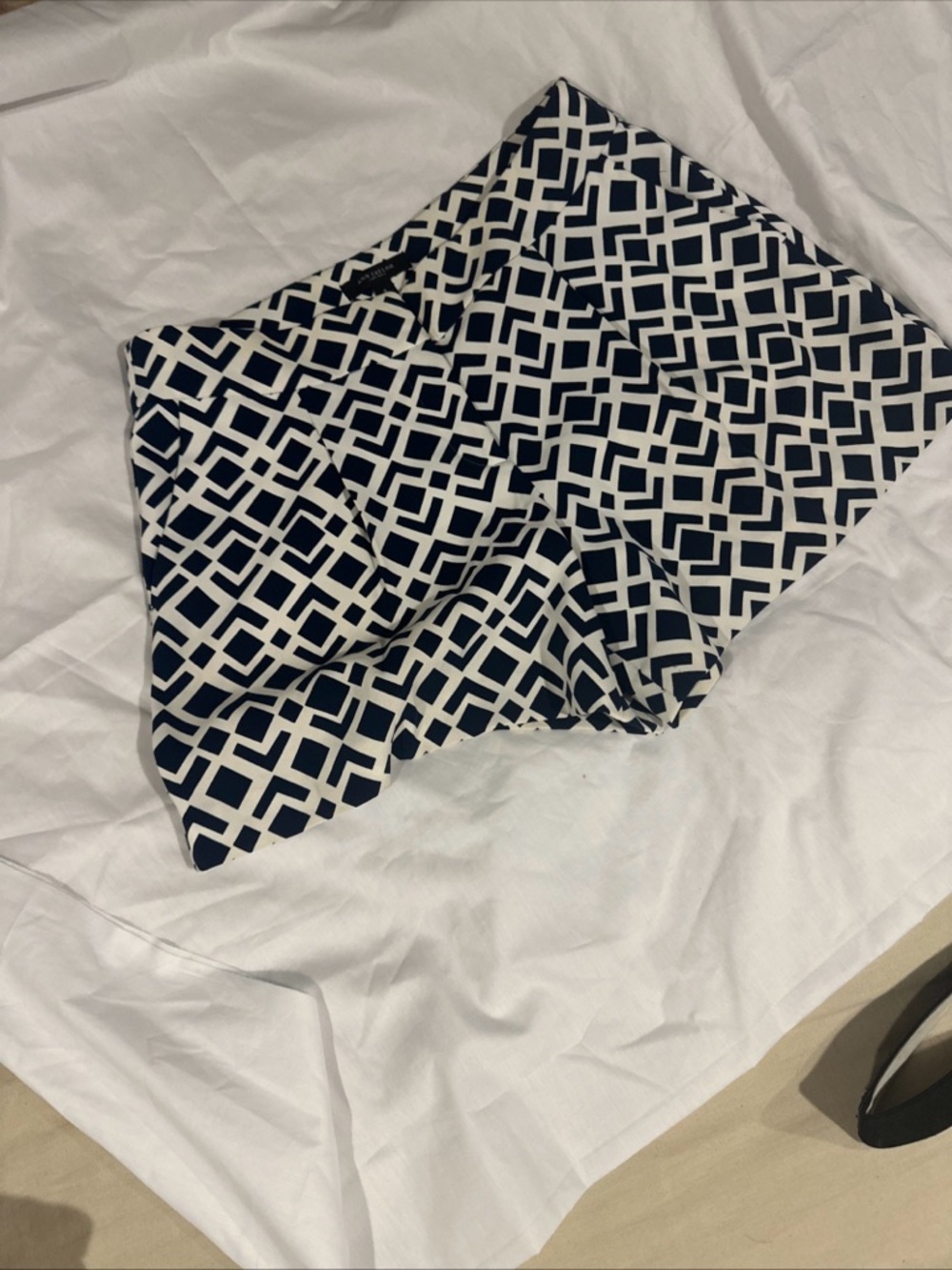 Ann Taylor Navy and White Geometric Print Shorts